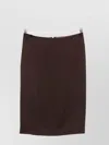 Tom Ford Satin Pencil Midi Skirt With Back Slit In Brown