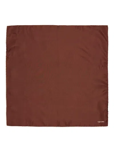 Tom Ford Satin Pocket Square In Brown
