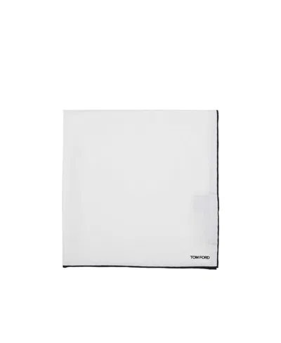 Tom Ford Satin Pocket Square In White