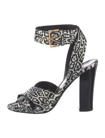 Pre-owned Tom Ford Satin Printed Sandals In Multi