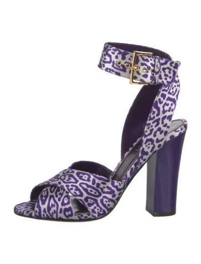 Pre-owned Tom Ford Satin Printed Sandals In Purple
