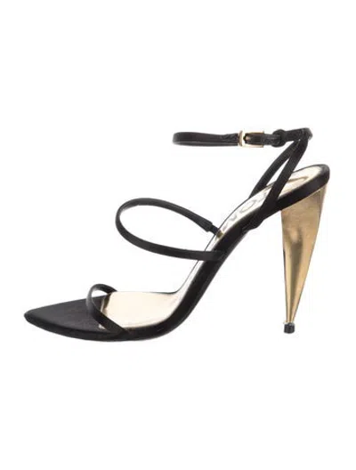 Pre-owned Tom Ford Satin Sandals In Black
