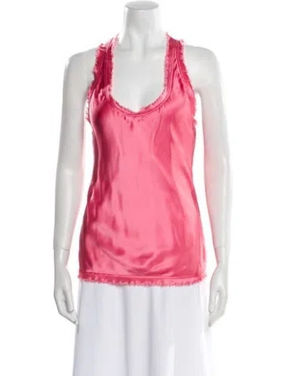Pre-owned Tom Ford Satin Scoop Neck Top In Pink