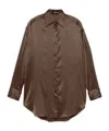 Tom Ford Fluid Charmeuse Silk Shirt In Brown