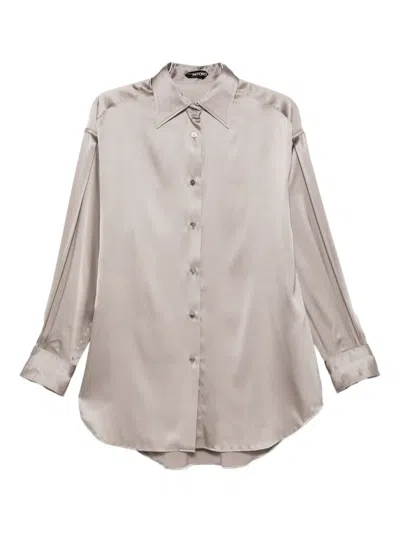Tom Ford Satin Shirt In Gray