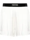 Tom Ford White Shorts With Elastic Waist And Logo Patch On The Waist