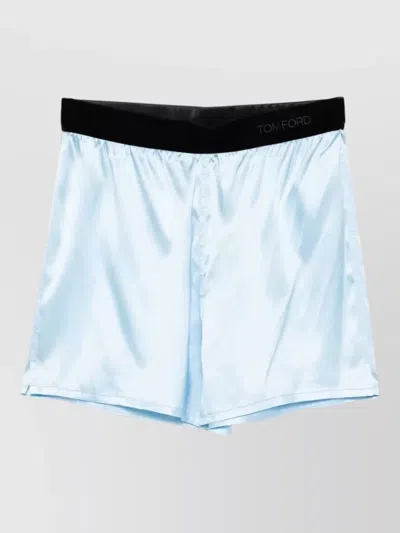 Tom Ford Satin Shorts Featuring Refined Side Slits In Blue