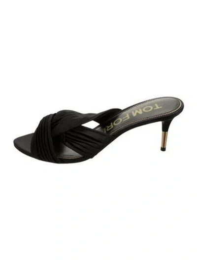 Pre-owned Tom Ford Satin Slides In Black