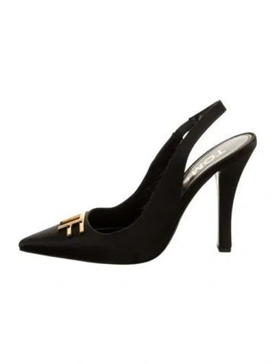 Pre-owned Tom Ford Satin Slingback Pumps In Black
