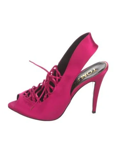 Pre-owned Tom Ford Satin Slingback Sandals In Pink