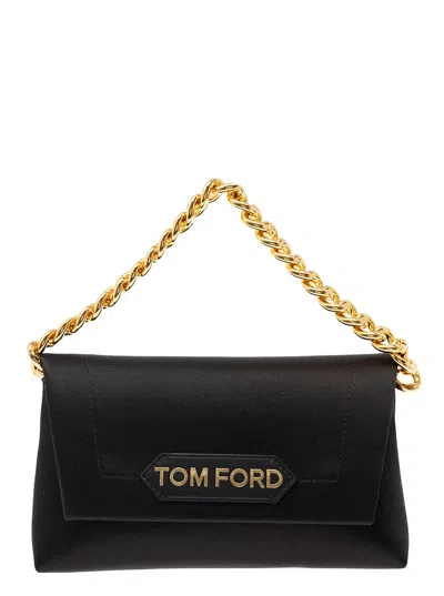 Tom Ford Satin + Smooth Calf Mini Chain Bag In Black