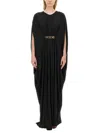 Tom Ford Satin Jersey Kaftan With Golden Belt In Black