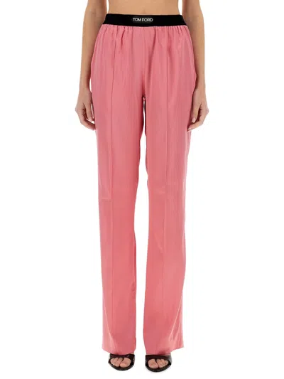 Tom Ford Satin Stretch Pajama Pants In Pink