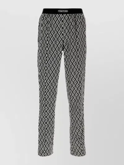Tom Ford Satin Stretch Pyjama Trousers Straight Leg Pattern In Black