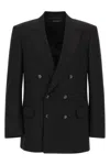 Tom Ford Satin Blazer Double Breasted Peak Lapels In Black