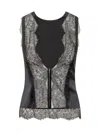 Tom Ford Lace-trimmed Satin Top In Black