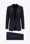 Tom Ford Satin Trim Single-breasted Tuxedo Suit In Blue