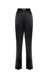 Tom Ford Black Loose Pants With Logo In Stretch Silk Woman  In Black