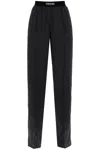 Tom Ford Black Loose Pants With Logo In Stretch Silk Woman  In Black