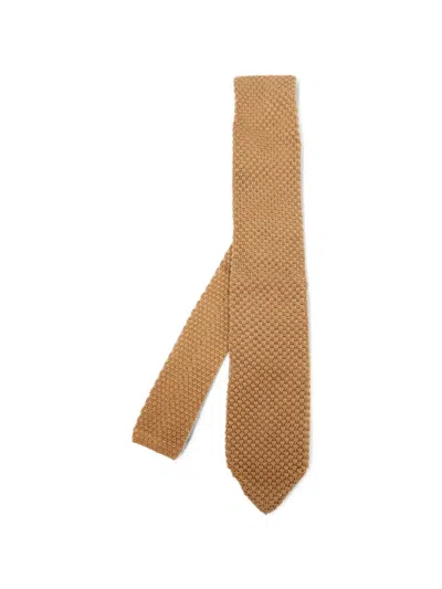 Pre-owned Tom Ford Satin-knit Tie In Brown