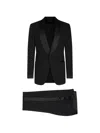 Tom Ford Satin-trimmed Wool And Silk Pant Suit In Black