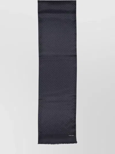Tom Ford Scarf Dotted Fringed Edges In Gray