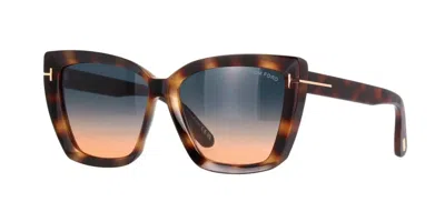 Pre-owned Tom Ford Scarlet-02 Ft 0920 Blonde Havana/blue Orange Shaded (53p) Sunglasses In Blue Orange Shaded Flash