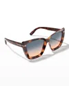 Tom Ford Scarlet Square Acetate Sunglasses In Brown / Green