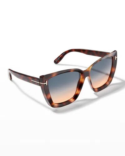 Tom Ford Scarlet Square Acetate Sunglasses In Brown / Green