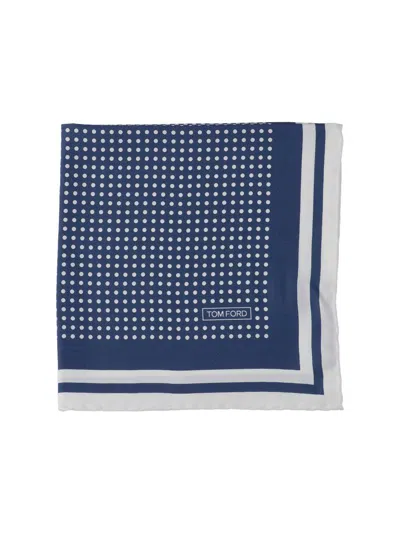 Tom Ford Polka Dot Scarf In Blue