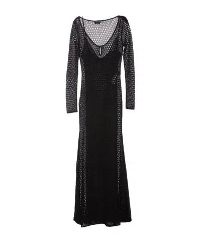 Tom Ford Lurex Crochet Maxi Dress Women In Black