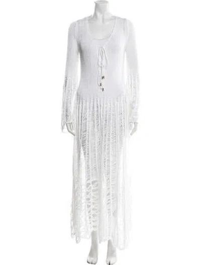 Pre-owned Tom Ford Scoop Neck Long Dress In White