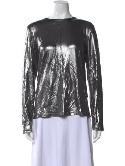 Pre-owned Tom Ford Scoop Neck Long Sleeve Blouse In Gray