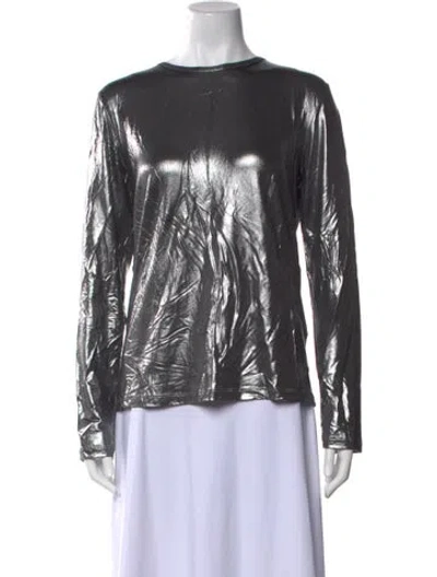 Pre-owned Tom Ford Scoop Neck Long Sleeve Blouse In Gray