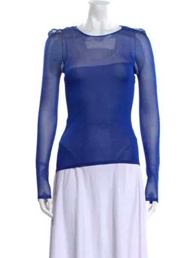 Pre-owned Tom Ford Scoop Neck Long Sleeve Top In Blue