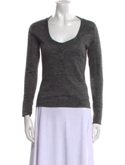 Pre-owned Tom Ford Scoop Neck Long Sleeve T-shirt In Gray
