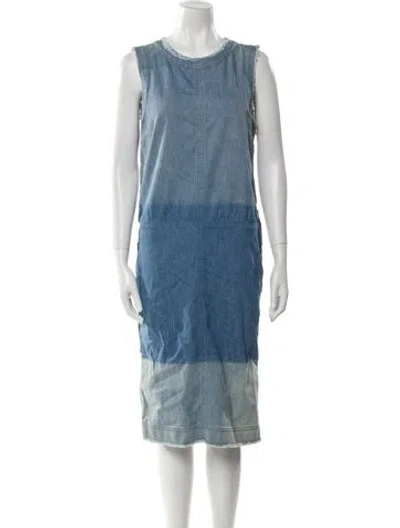 Pre-owned Tom Ford Scoop Neck Midi Length Dress In Blue