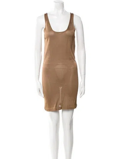 Pre-owned Tom Ford Scoop Neck Mini Dress In Brown