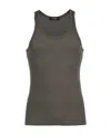 Tom Ford Logo Round Collar Rib Knitted Sleeveless Vest In Black