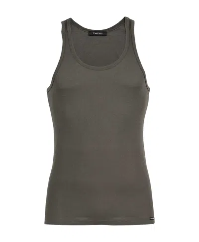 Tom Ford Scoop-neck Ribbed Tank Top In Black