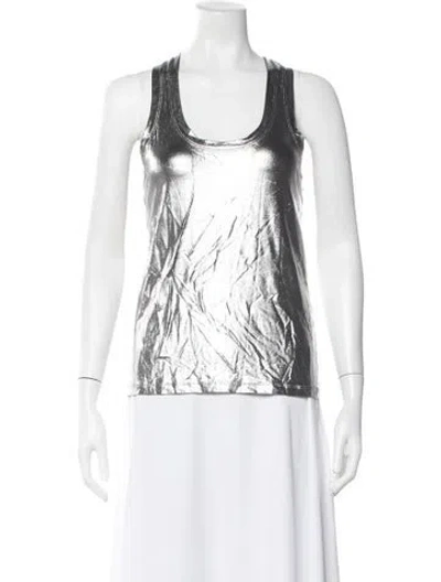 Pre-owned Tom Ford Scoop Neck Sleeveless Top W/ Tags In Metallic/silver