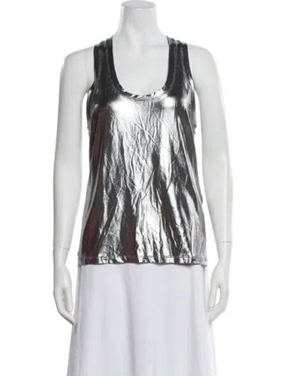 Pre-owned Tom Ford Scoop Neck Sleeveless Top W/ Tags In Silver