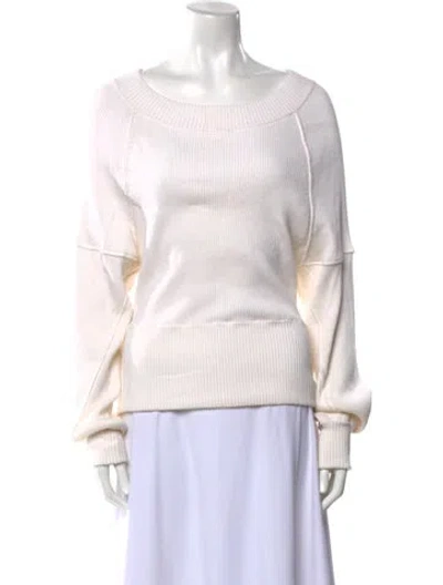 Pre-owned Tom Ford Scoop Neck Sweater In White