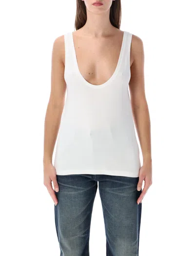 Tom Ford Scoop Neck Tank Top In Bianco