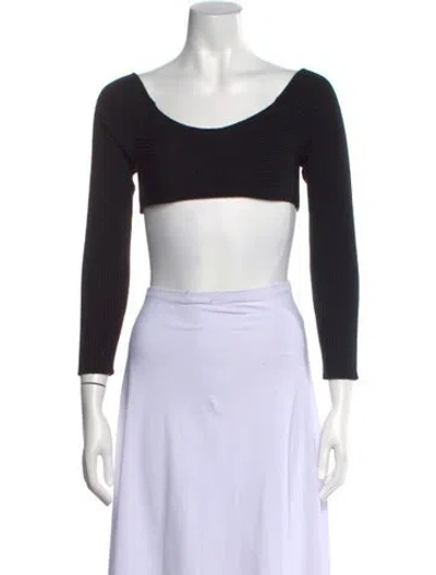 Pre-owned Tom Ford Scoop Neck Three-quarter Sleeve Crop Top In Black