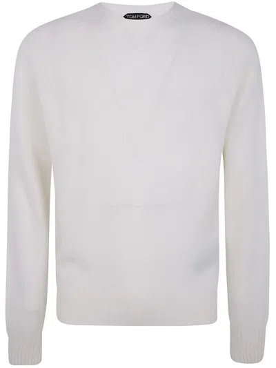 Tom Ford Scottish Teasel Cashmere Long Sleeves Crew Neck Clothing In White