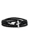 Tom Ford Braided-leather Wrap Bracelet In Black/ Silver