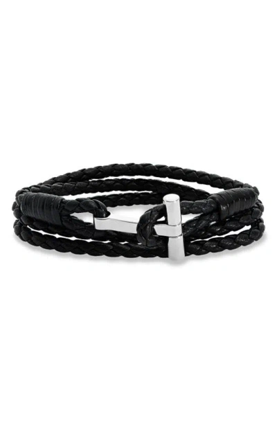 Tom Ford Braided-leather Wrap Bracelet In Black