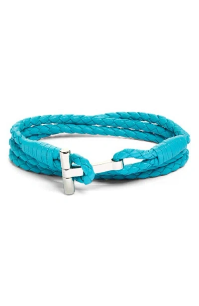 Tom Ford Scoubidou Braided Leather Bracelet In Blue