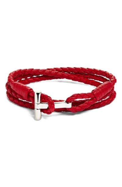 Tom Ford Scoubidou Braided Leather Bracelet In Red
